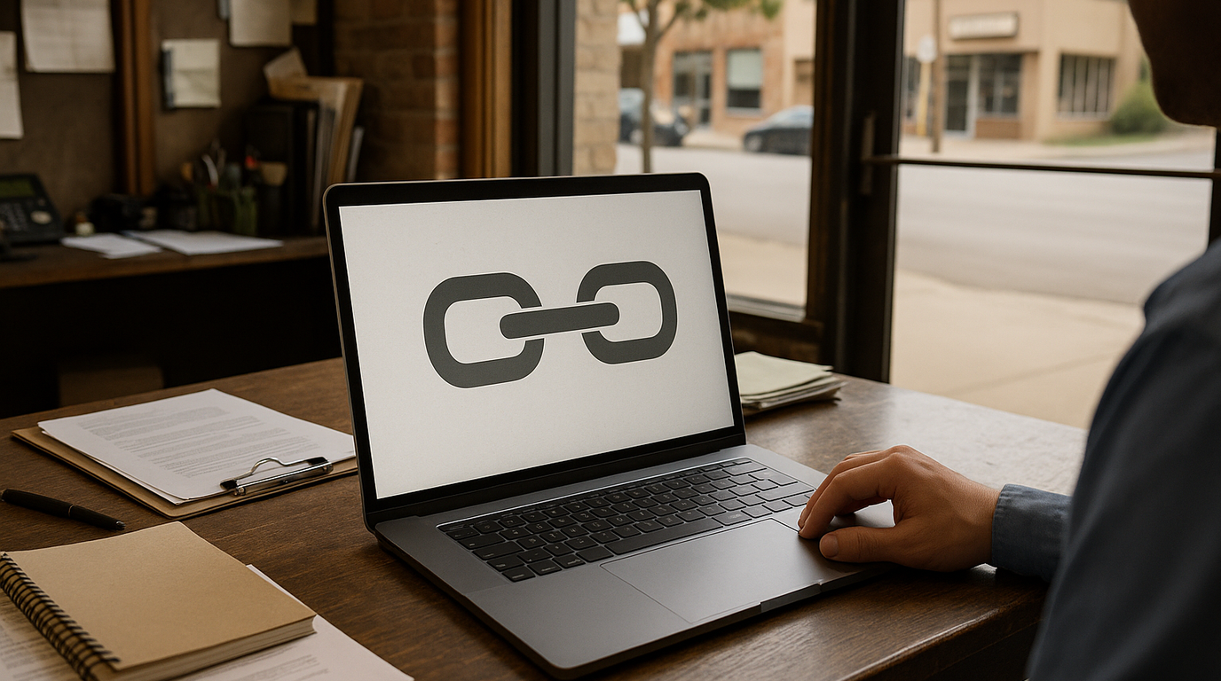 A real-world photograph of a scene related to local link building service.