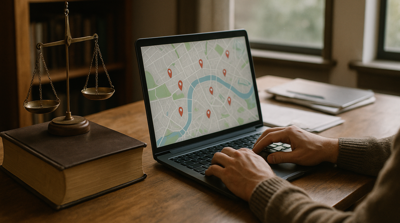 A real-world photograph of a scene related to local seo services for law firms.