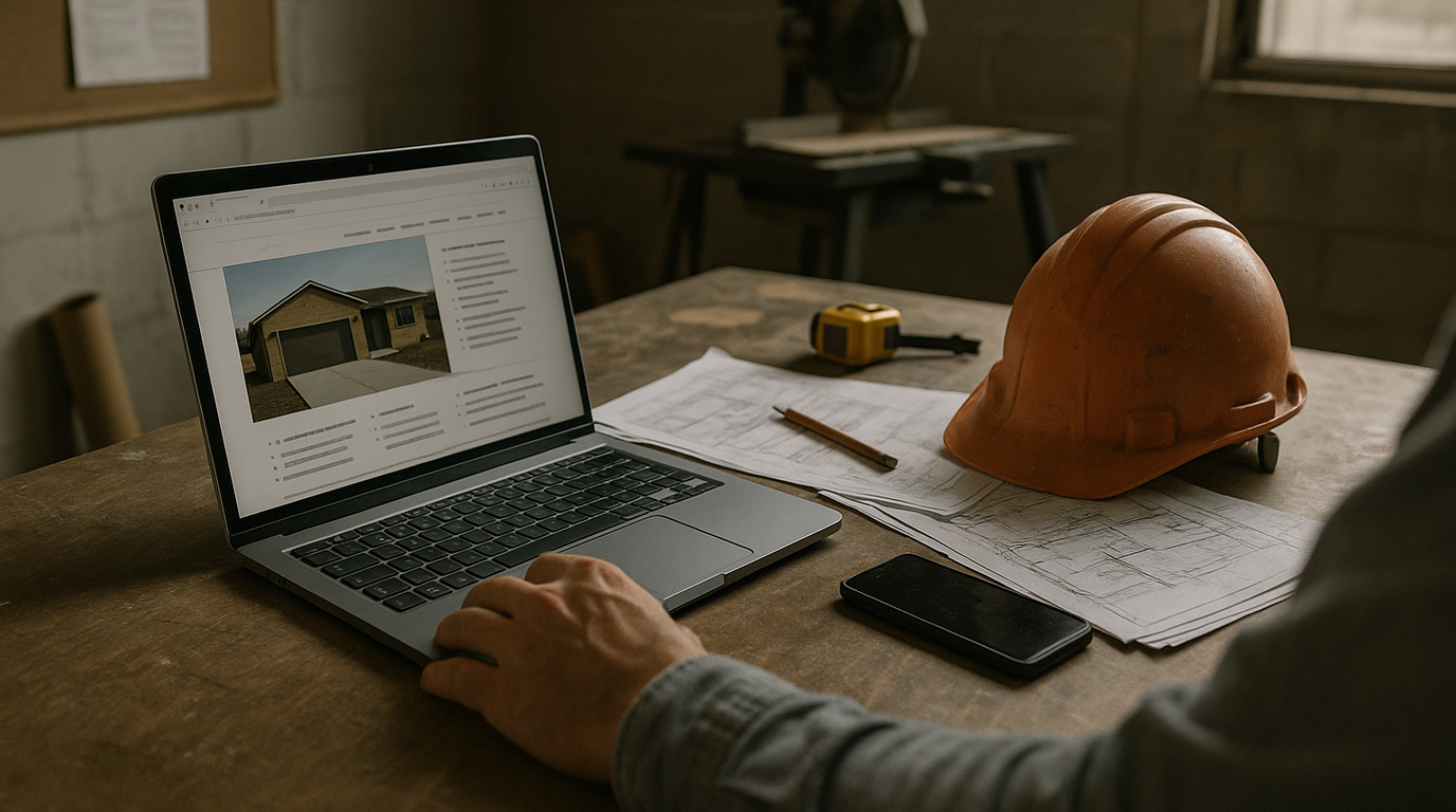 A real-world photograph of a scene related to marketing for general contractors.