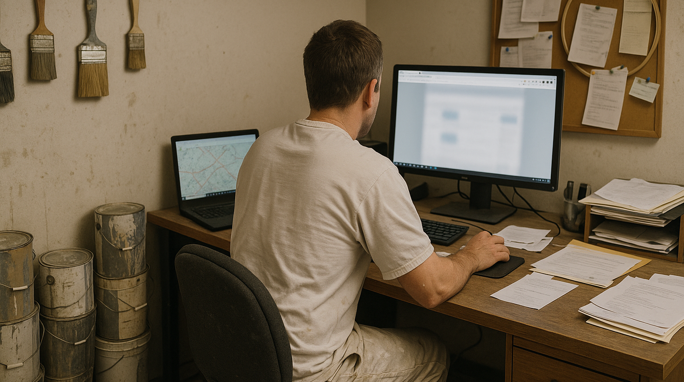 A real-world photograph of a scene related to marketing for painting contractors.
