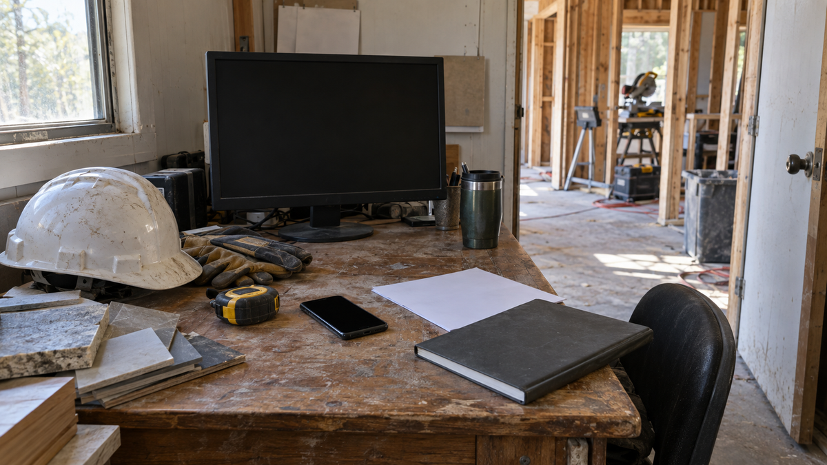 A real-world photograph of a scene related to marketing to general contractors.