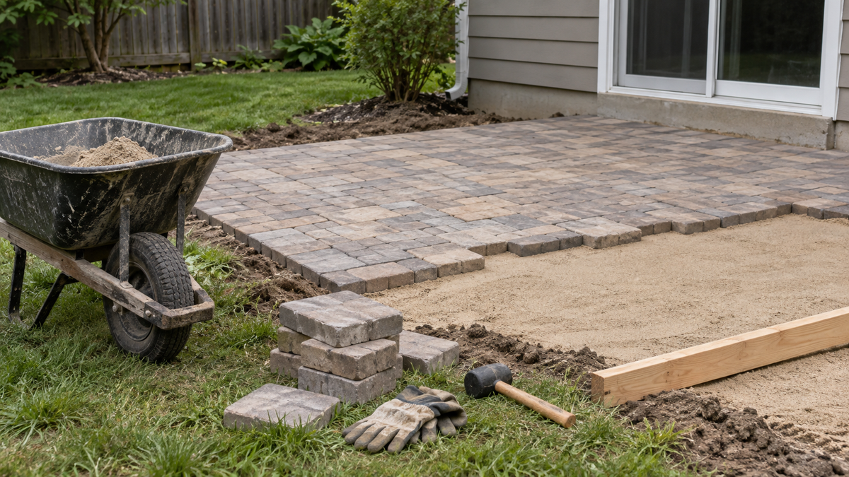 A real-world photograph of a scene related to seo for patio and paver companies.